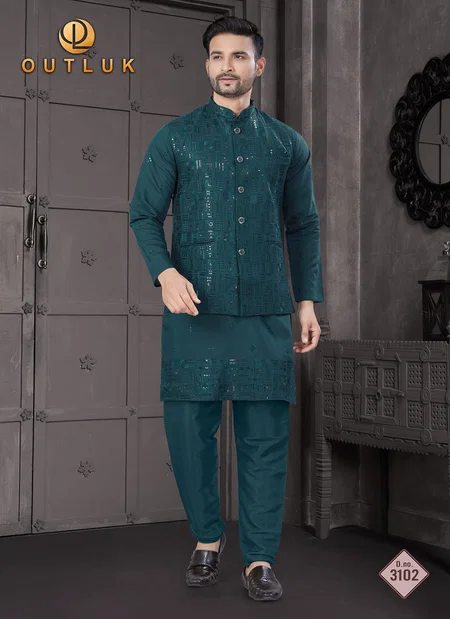 Outluk Wedding Collection Vol 31 Viscose With Embroidery Work Kurta With Koti Bottom  